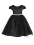 Kids Dream Little Girls Black Cap Sleeve Satin Tulle Flower Girl Dress 2-6 - SophiasStyle.com