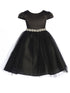 Kids Dream Big Girls Black Cap Sleeve Satin Tulle Junior Bridesmaid Dress 8-14 - SophiasStyle.com