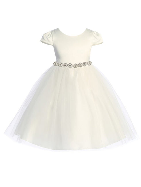 Kids Dream Big Girls Ivory Cap Sleeve Satin Tulle Plus Size Dress 16.5-20.5 - SophiasStyle.com