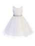 Big Girls White Lace Thick Crystal Belt Junior Bridesmaid Dress 8-14 - SophiasStyle.com