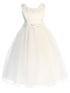 Kids Dream Big Girls Off-White Pearl Floral Applique Princess Ballgown Dress 8-14 - SophiasStyle.com