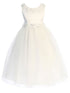 Kids Dream Big Girls Off-White Floral Applique Plus Size Princess Ballgown 16.5-20.5 - SophiasStyle.com