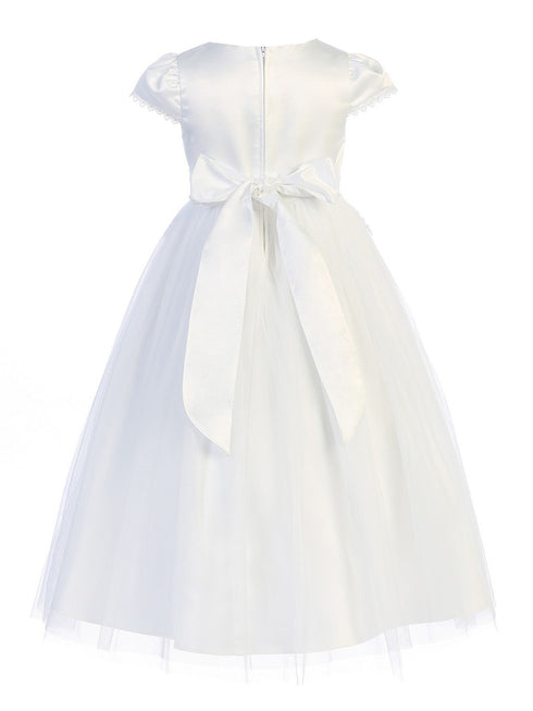 Kids Dream Big Girls White Embroidery Chandelier Trim Communion Dress 8-16 - SophiasStyle.com