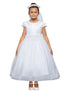Kids Dream Big Girls White Embroidery Chandelier Trim Communion Dress 8-16 - SophiasStyle.com