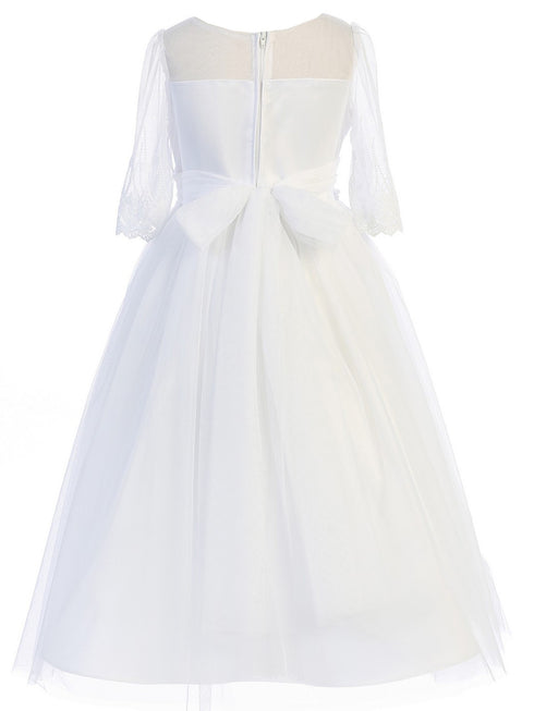 Kids Dream Big Girls White Floral Mesh Multi Layer Communion Dress 8-14 - SophiasStyle.com