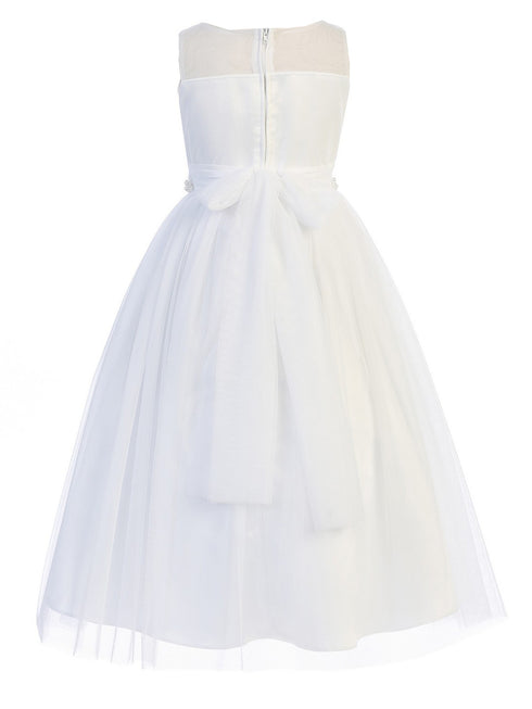 Kids Dream Big Girls White Lace Sweetheart Illusion Communion Dress 8-18 - SophiasStyle.com