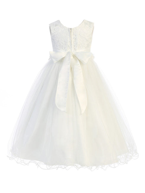 Kids Dream Little Girls Off-White Floral Pearl Rhinestone Flower Girl Dress 2-6 - SophiasStyle.com