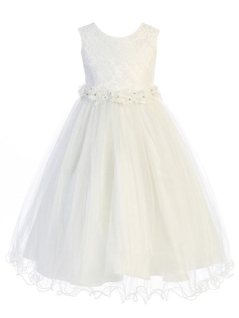Kids Dream Girls Ivory Lace Glitter Plus Size Junior Bridesmaid Dress 18.5-20.5 - SophiasStyle.com