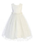 Kids Dream Big Girls Off-White Floral Pearl Rhinestone Communion Dress 8-16 - SophiasStyle.com