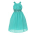 Cinderella Couture Little Girls Jade Dazzling Sequin X Back Pleated Dress 8-14 - SophiasStyle.com