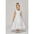 Little Girls White Sparkle Pearl Sequin Satin Tulle Flower Girl Dress 4-6 - SophiasStyle.com