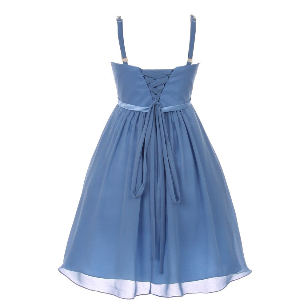 Big Girls Dusty Blue Sequin Bead Chiffon Flower Girl Dress 8-16 –  SophiasStyle.com