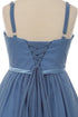 Big Girls Dusty Blue Sequin Bead Chiffon Flower Girl Dress 8-16 - SophiasStyle.com