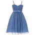 Big Girls Dusty Blue Sequin Bead Chiffon Flower Girl Dress 8-16 - SophiasStyle.com