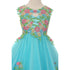 Little Girls Aqua Pink Floral Embroidered Lace Tulle Flower Girl Dress 4-6 - SophiasStyle.com