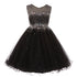Little Girls Black Sparkling Rhinestone Illusion Tulle Party Formal Dress 4-6 - SophiasStyle.com