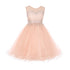 Little Girls Blush AB Rhinestone Illusion Party Flower Girl Dress 4-6 - SophiasStyle.com
