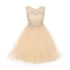 Little Girls Champagne AB Rhinestone Illusion Party Flower Girl Dress 4-6 - SophiasStyle.com