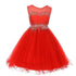 Big Girls Red Sparkling Rhinestone Illusion Tulle Party Formal Dress 8-16 - SophiasStyle.com