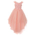 Big Girls Blush 3D Flower Adorned Tulle Hi-Low Junior Bridesmaid Dress 8-16 - SophiasStyle.com