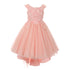 Big Girls Blush 3D Flower Adorned Tulle Hi-Low Junior Bridesmaid Dress 8-16 - SophiasStyle.com