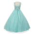 Big Girls Aqua Bedazzled Rhinestone Tulle Bolero Special Occasion Dress 8-16 - SophiasStyle.com