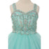 Big Girls Aqua Bedazzled Rhinestone Tulle Bolero Special Occasion Dress 8-16 - SophiasStyle.com