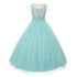 Big Girls Aqua Bedazzled Rhinestone Tulle Bolero Special Occasion Dress 8-16 - SophiasStyle.com
