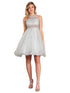 Big Girls Silver Rhinestone Halter Neck Lace Tulle Junior Bridesmaid Dress 8-20 - SophiasStyle.com