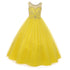 Big Girls Yellow Crystal Beading Glitter Tulle Floor Length Pageant Dress 8-16 - SophiasStyle.com