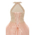 Little Girls Blush Dazzling Halter Neck Party Tulle Flower Girl Dress 4-6 - SophiasStyle.com