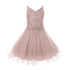 Big Girls Dusty Pink Rhinestone Colored Pearl Tulle Junior Bridesmaid Dress 16 - SophiasStyle.com