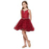 Big Girls Burgundy Rhinestone Colored Pearl Tulle Junior Bridesmaid Dress 12 - SophiasStyle.com