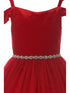 Big Girls Burgundy Rhinestone Velvet Off-Shoulder Christmas Dress 8-14 - SophiasStyle.com