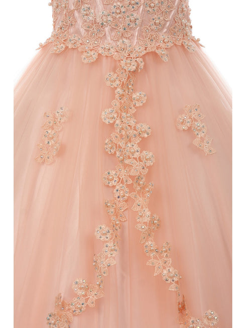 Little Girls Blush Dazzling Rhinestone Pearls Halter Neck Pageant Dress 2-6 - SophiasStyle.com