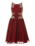 Cinderella Couture Big Girls Burgundy Chiffon Lace Junior Bridesmaid Dress 12-16 - SophiasStyle.com