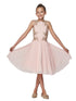 Cinderella Couture Big Girls Blush Chiffon Lace Junior Bridesmaid Dress 12-16 - SophiasStyle.com