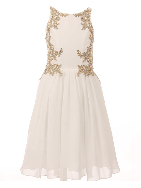 Cinderella Couture Girls Off White Chiffon Lace Junior Bridesmaid Dress 4-10 - SophiasStyle.com