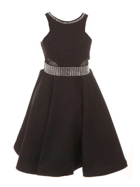 Cinderella Couture Big Girls Black Studs Fitted Junior Bridesmaid Dress 8-16 - SophiasStyle.com