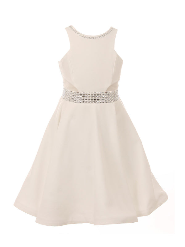 Cinderella Couture Little Girls Off White Studs Fitted Flower Girl Dress 4-6 - SophiasStyle.com