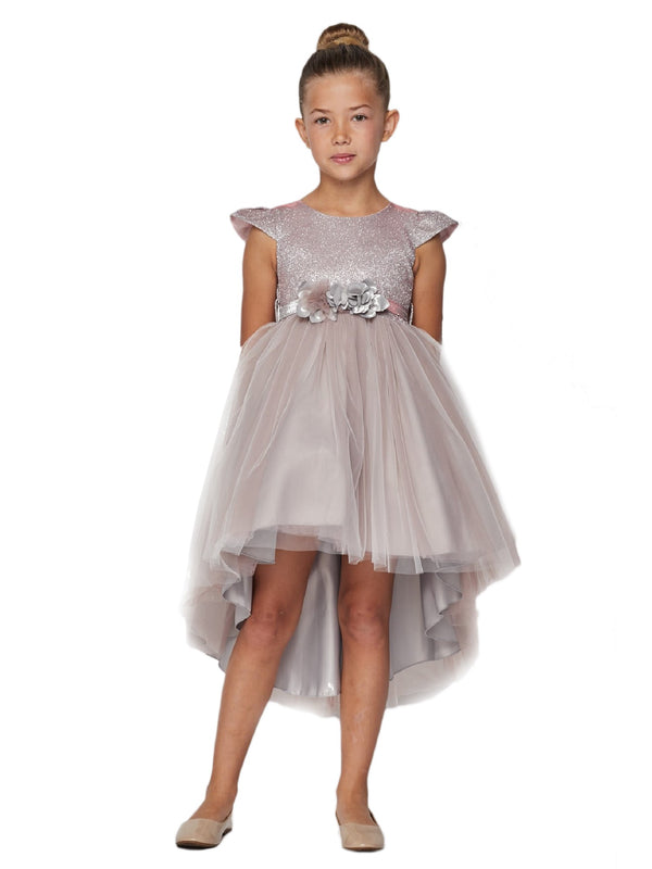 Cinderella Couture Little Girls Mauve Glitter Hi-Low Flower Girl Dress 2T-6 - SophiasStyle.com