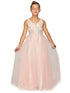 Girls Champagne Dazzling Rhinestone Lace Soft Tulle Pageant Dress 2-16 - SophiasStyle.com