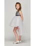 Little Girls Silver Sequin Tulle Belt High Low Christmas Dress 2-6 - SophiasStyle.com