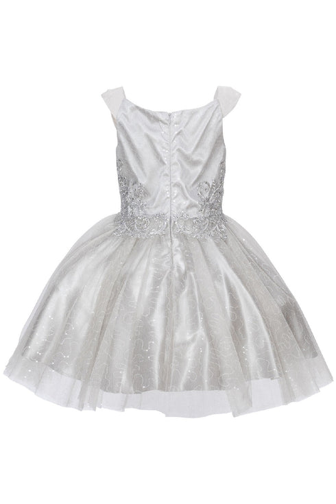 Girls Multi Color V Neck Beaded Tulle Short Junior Bridesmaid Dress 4-16 - SophiasStyle.com