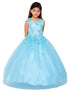 Little Girls Blue 3D Flower Rhinestone Tulle Flower Girl Dress 2-6 - SophiasStyle.com