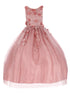 Little Girls Dusty Rose 3D Flower Rhinestone Tulle Flower Girl Dress 2-6 - SophiasStyle.com