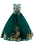 Cinderella Couture Girls Sequin Applique Tulle Glitter Dress with Corset Keyhole Back, Sizes 2-16 - SophiasStyle.com