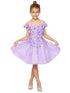 Bliss Little Girls Lilac 3D Floral Applique Flower Girl Dress 2-6 - SophiasStyle.com