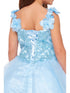 Cinderella Couture Little Girls Blue 3D Flower Strap Flower Girl Dress 2-6 - SophiasStyle.com