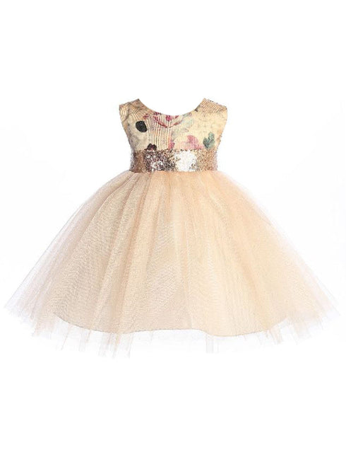 Kids Dream Baby Girls Blush Sequin Vintage Floral Flower Girl Dress 6-24 Months - SophiasStyle.com